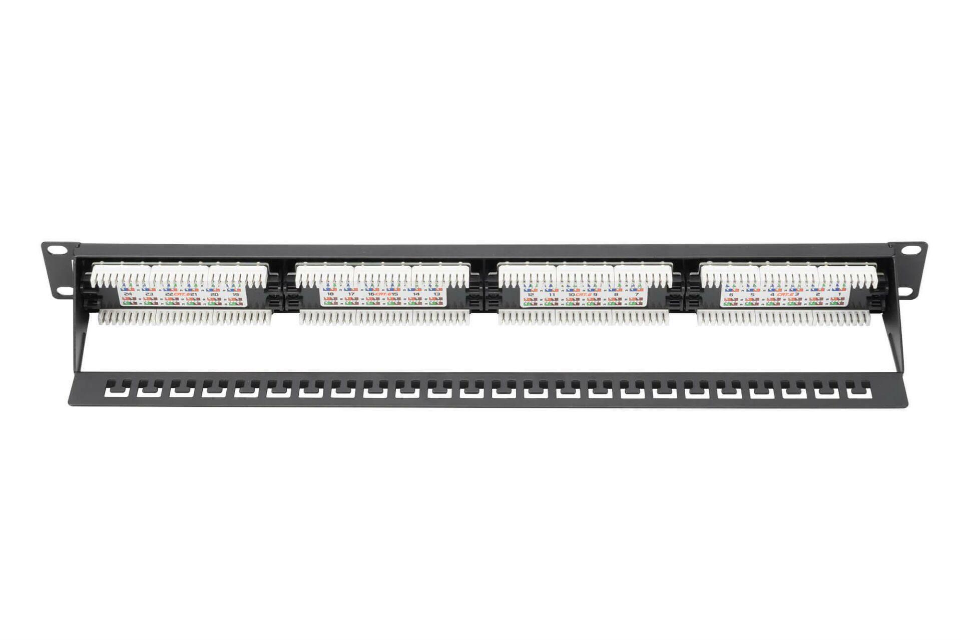 Digitus DN-91624U-CR 1u-24-Port Cat6 E Unshielded Black Patch Panel