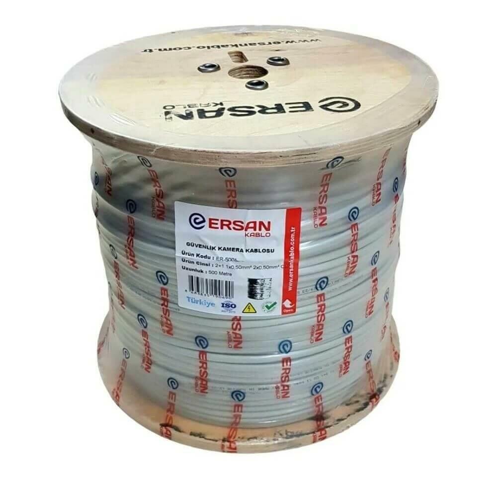 Ersan 2+1 0.50MM COAX Cu Bakır 500 Metre CCTV Kamera Kablosu