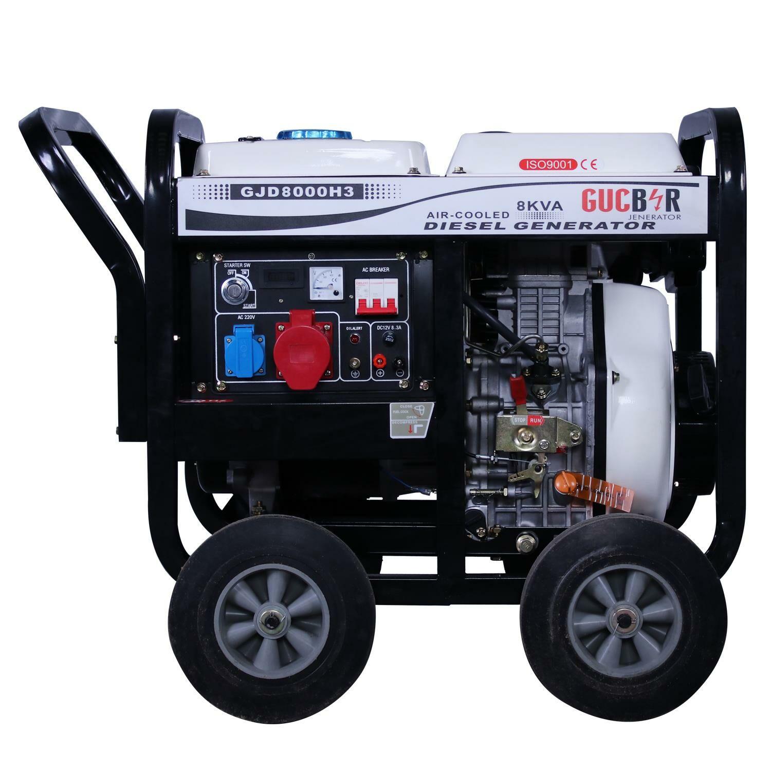 Güçbir GJD8000H-3 8 Kva Açik Tip Dizel Marşlı Trifaze Portatif Jeneratör