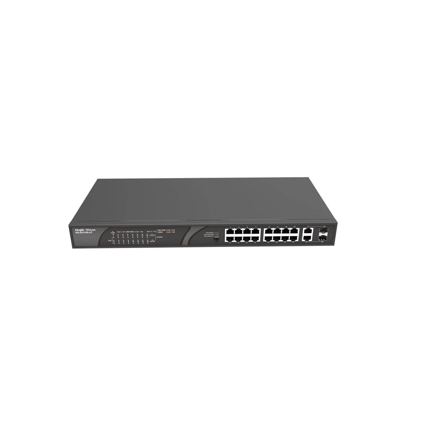 Reyee RG-ES118S-LP 2 x Gigabit Uplink 16 Port Poe Switch