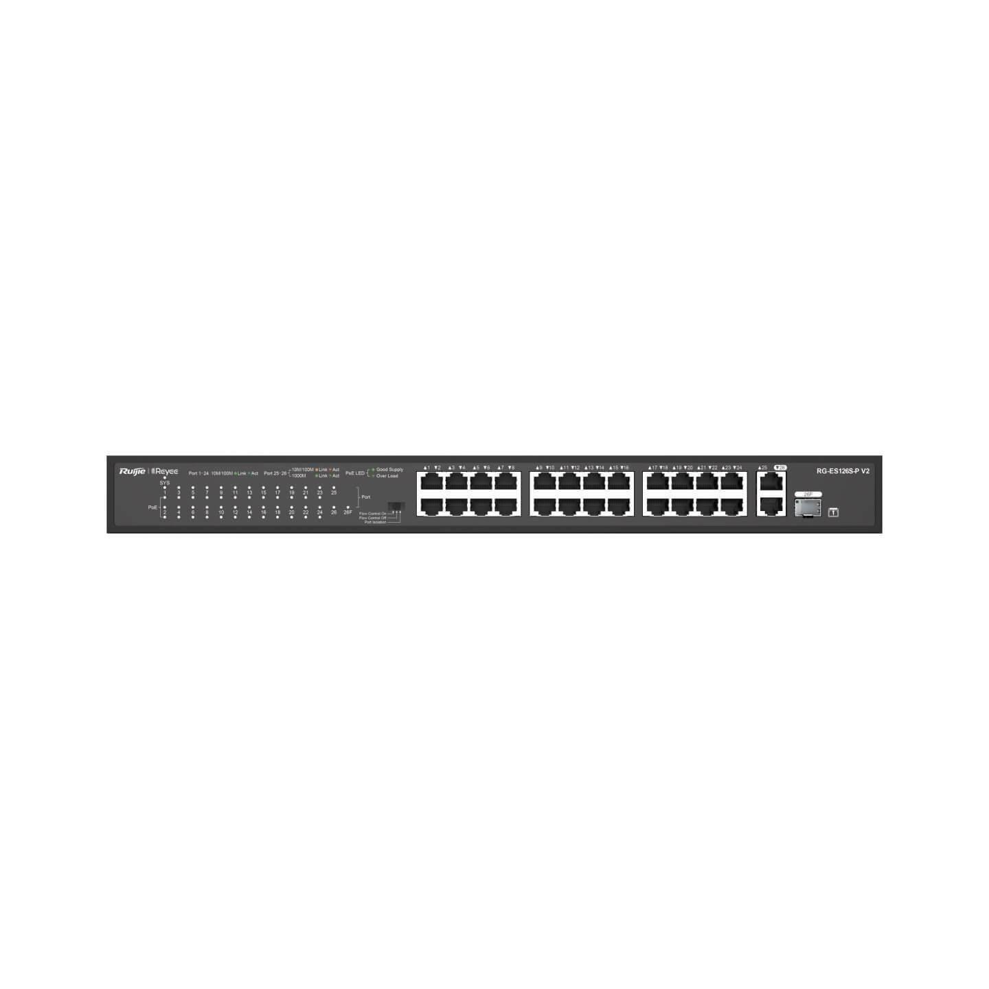 Reyee RG-ES126S-P V2 24 Port 370W Yönetilemez Poe Switch