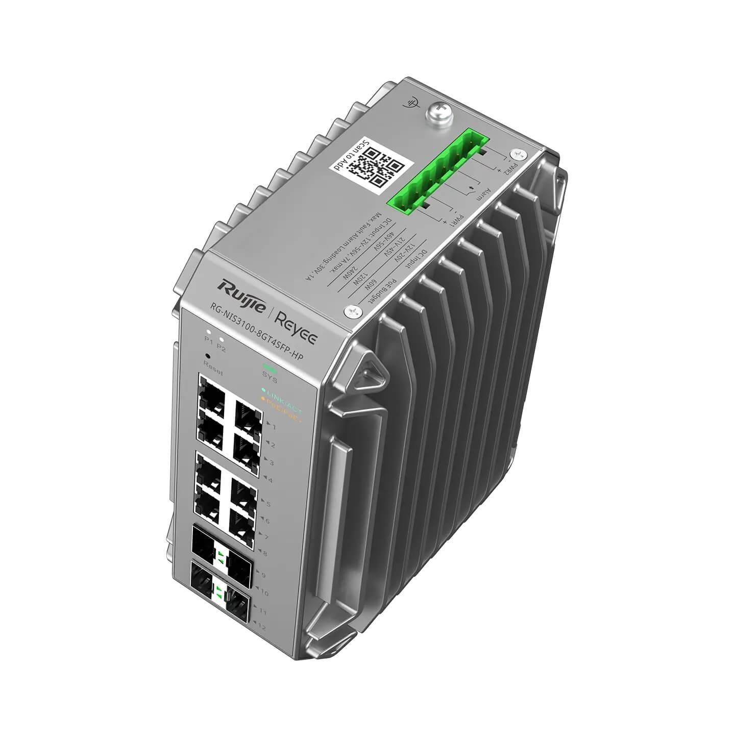 Ruijie Reyee RG-NIS3100-8GT4SFP-HP 8 Port Poe 4xSfp Gigabit Yönetilebilir Endüstriyel PoE Switch