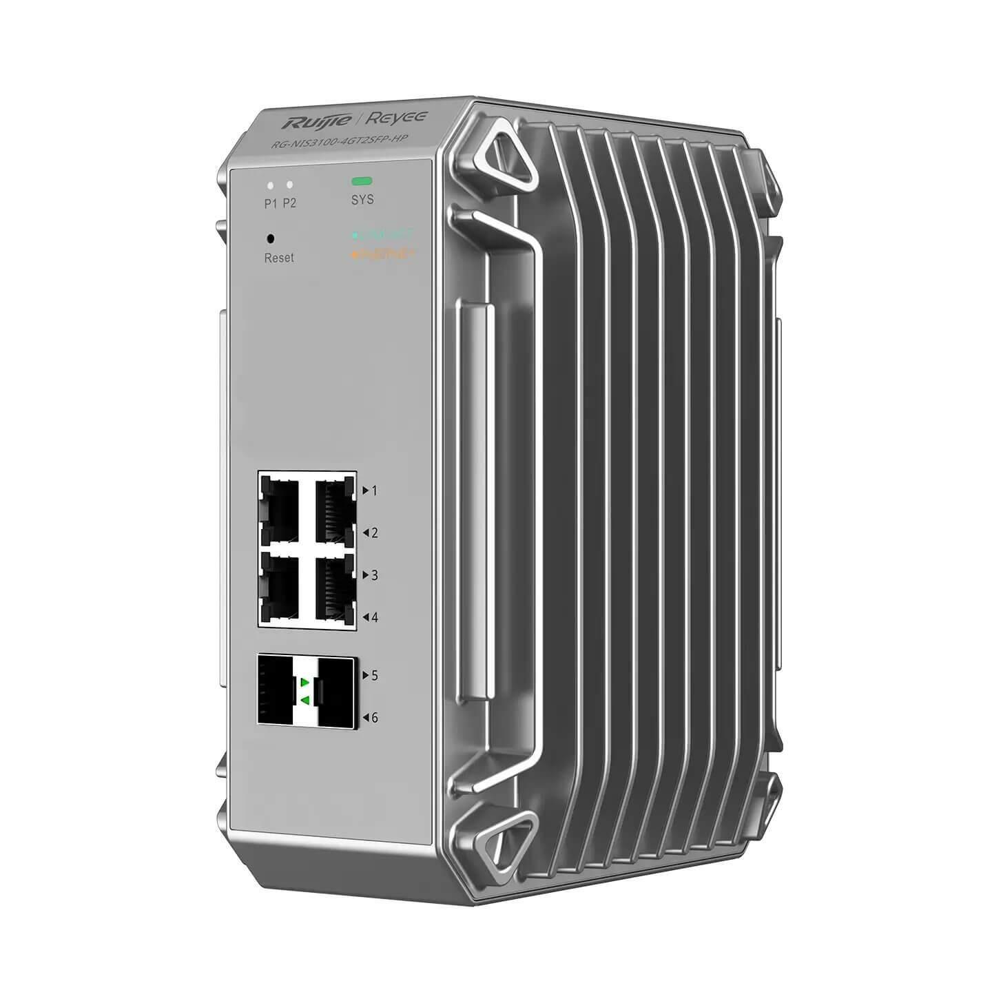 Ruijie Reyee RG-NIS3100-4GT2SFP-HP 4 Port Poe 2xSfp Gigabit Yönetilebilir Endüstriyel PoE Switch